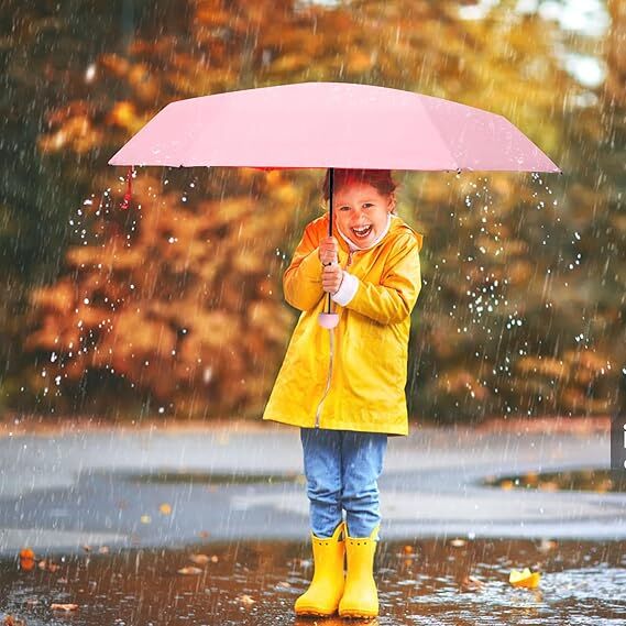 Mini Travel Umbrella – Compact Sun & Rain Protection for Women, Kids | UV-Blocking Pocket Umbrella with Case | Lightweight Foldable Umbrella（pink）