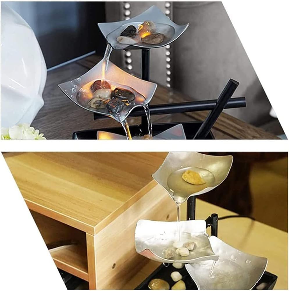 Mini Tabletop Water Fountain for Home Office, Relaxing Zen Water Feature for Calm Ambiance (Black)