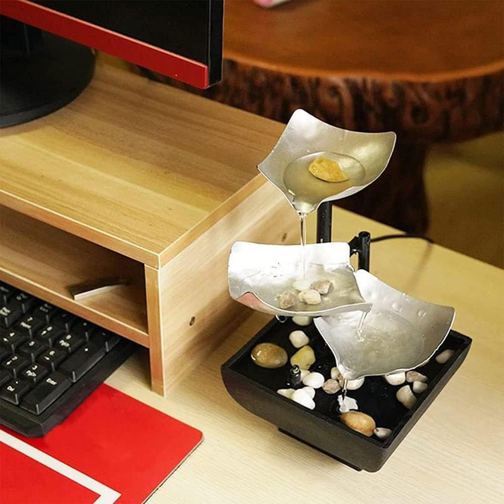 Mini Tabletop Water Fountain for Home Office, Relaxing Zen Water Feature for Calm Ambiance (Black)