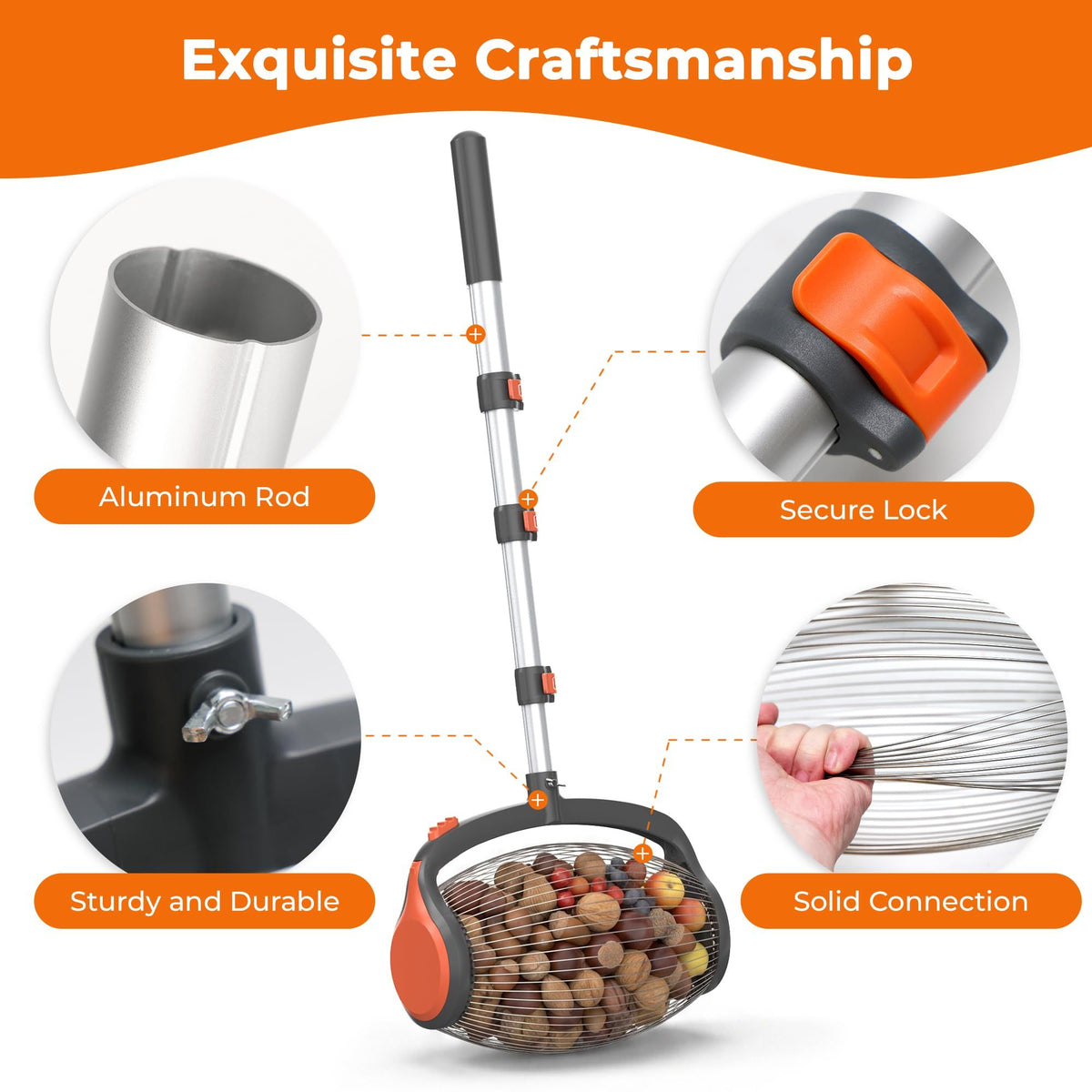 Acorn Picker Upper Roller with Foot Release Nut Gatherer
Adjustable Aluminum Handle, Ergonomic Grip and 1 Gal Bag for 1