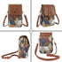 Color-Block Diamond Pattern PU Leather Crossbody Phone Bag – Retro Mini Wallet with Adjustable Strap & Dual Zipper Closure (Brown)