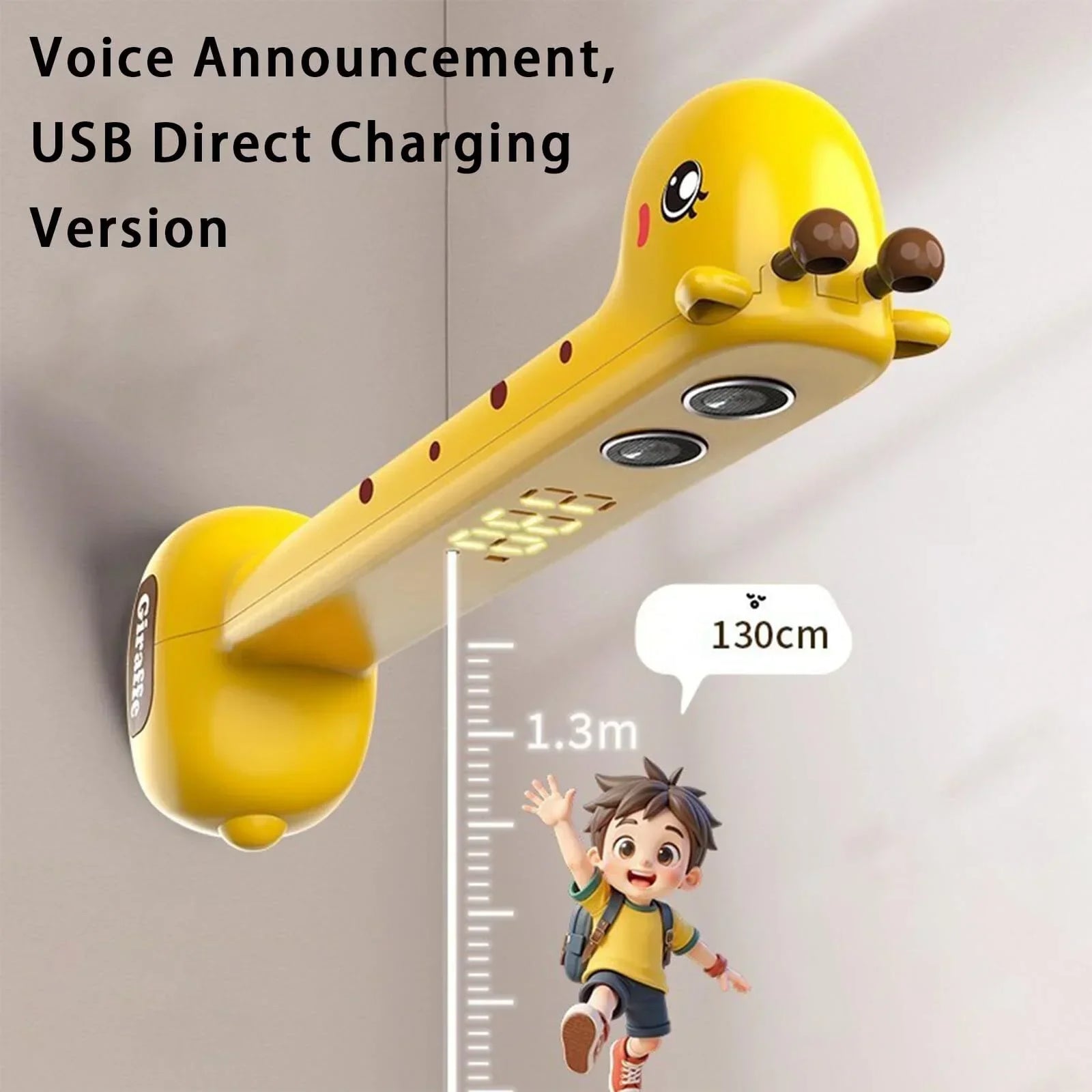 Giraffe Ultrasonic Height Tracker for Kids – Fun Wall-Mounted Growth Measuring Device for Home, Daycare & Pediatric Clinic (Yellow)