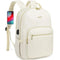 Stylish Laptop Backpack for Women – Large Capacity 27L Computer Bag with 15.6 Inch Compartment, USB Charging Port & 16 Pockets – Ideal for College, Work & Travel (White)