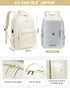 Stylish Laptop Backpack for Women – Large Capacity 27L Computer Bag with 15.6 Inch Compartment, USB Charging Port & 16 Pockets – Ideal for College, Work & Travel (White)