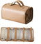 4-in-1 Expandable Makeup Bag with Removable Pockets – Waterproof Travel Cosmetic Organizer for Women, Large Capacity Vanity Case with Hanging Design (Brown)