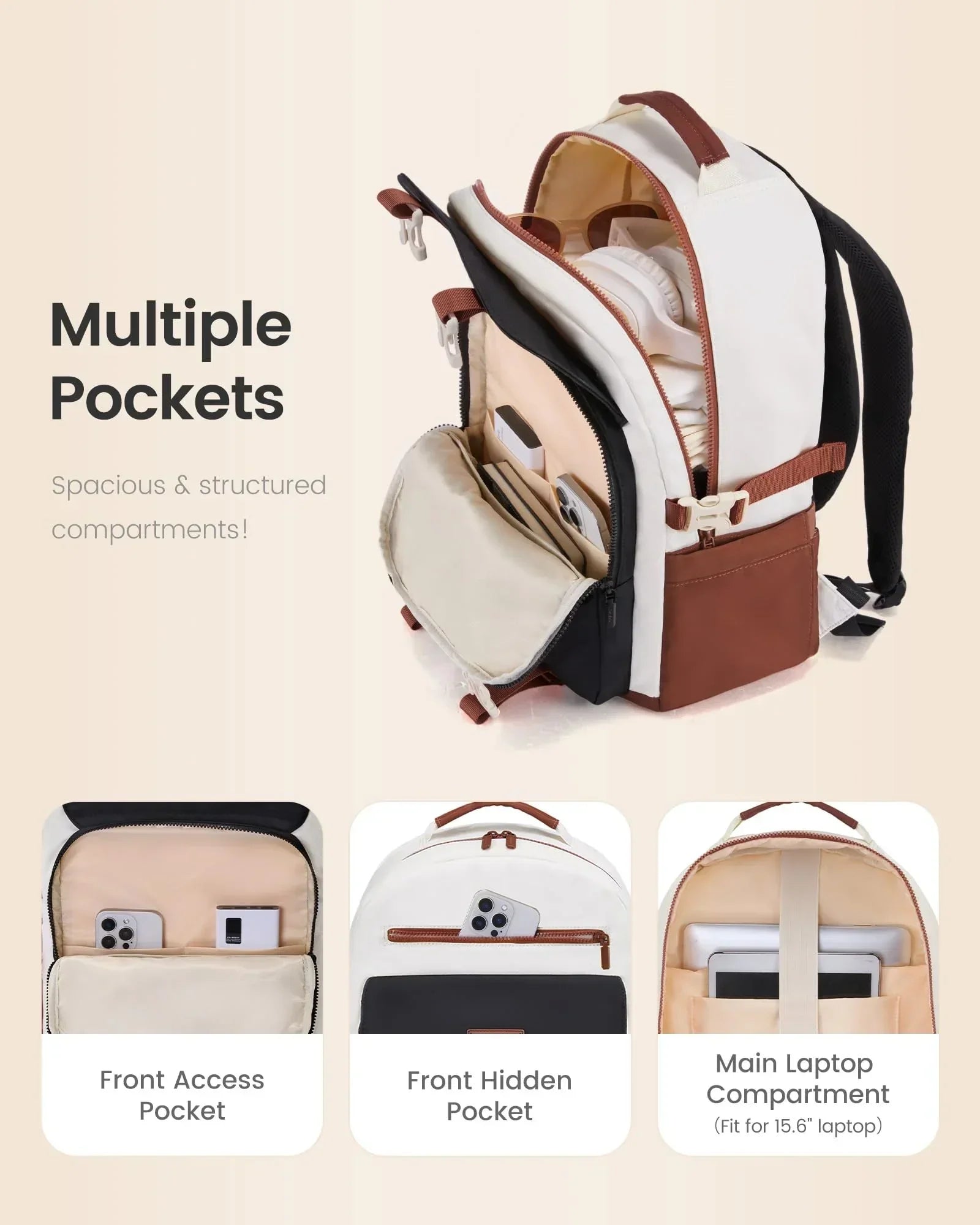 School Backpack for Teens & Students – Large Capacity Laptop Bag with 15.6 Inch Compartment, Waterproof Fabric & Multiple Pockets, Ideal for College, Travel, and Daily Use (Black)