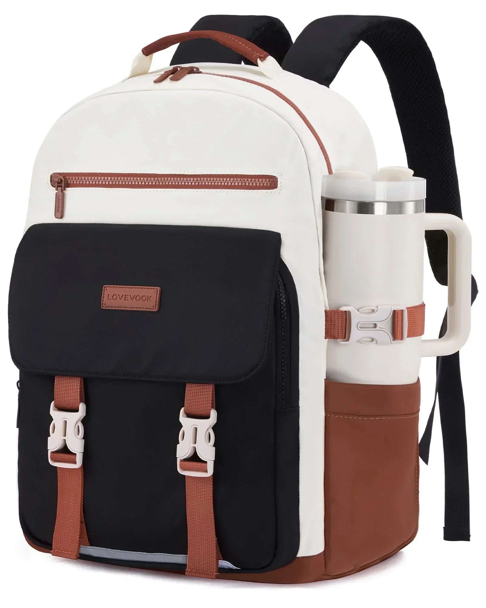 School Backpack for Teens & Students – Large Capacity Laptop Bag with 15.6 Inch Compartment, Waterproof Fabric & Multiple Pockets, Ideal for College, Travel, and Daily Use (Brown)
