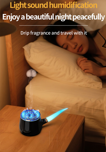 Pipe-Shaped Aromatherapy Humidifier with LED Flame & Mist – USB Desk Diffuser for Home, Office, Bedside (White) | Other Colors Available in Store