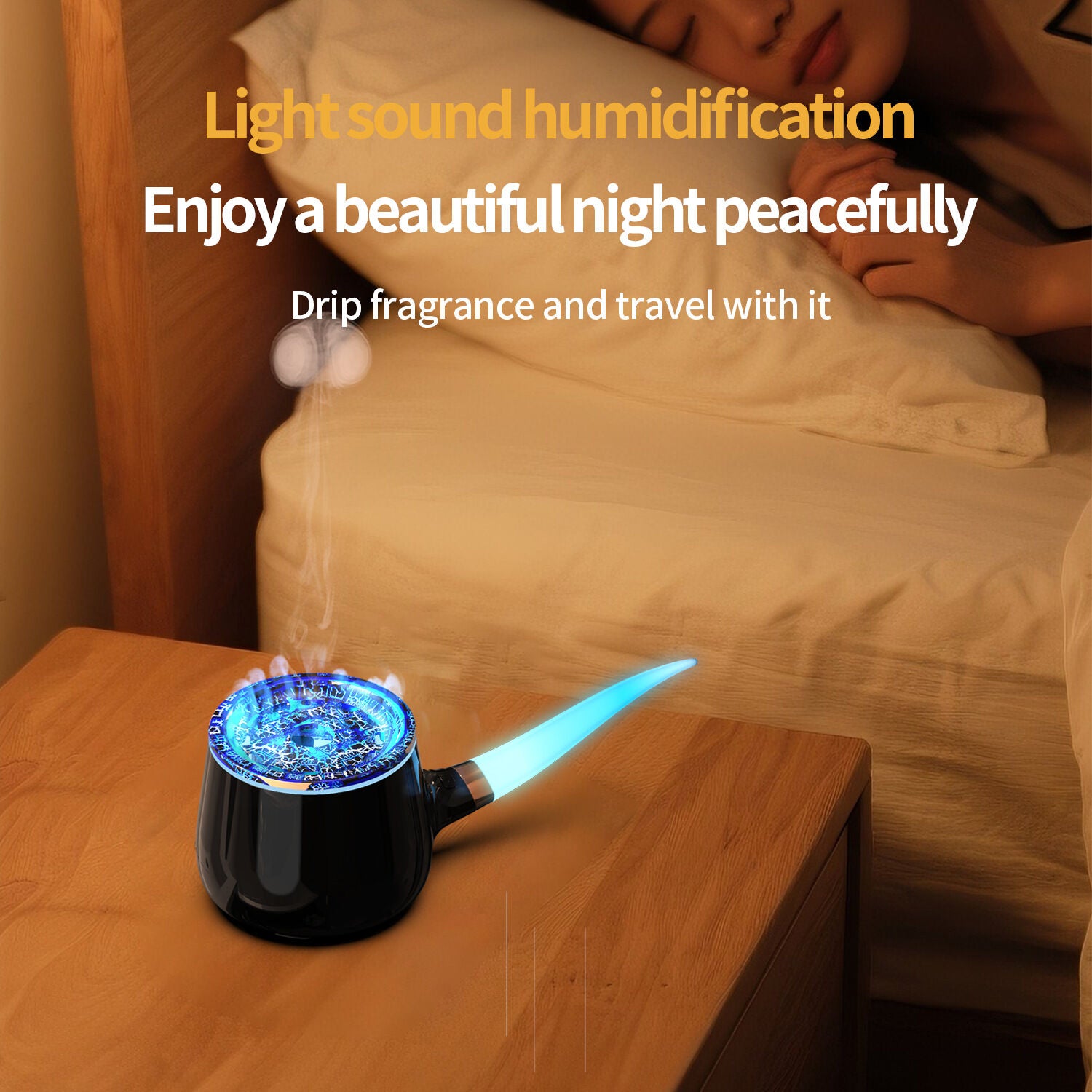 Pipe-Shaped Aromatherapy Humidifier with LED Flame & Mist – USB Desk Diffuser for Home, Office, Bedside (Black) | Other Colors Available in Store