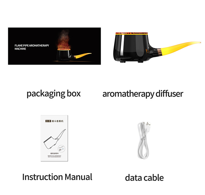 Pipe-Shaped Aromatherapy Humidifier with LED Flame & Mist – USB Desk Diffuser for Home, Office, Bedside (Black) | Other Colors Available in Store