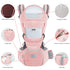 6-in-1 Adjustable Baby Carrier with Hip Seat – 11.8–15.7in Adjustable Height, Breathable Mesh & Multi-Position Carry for Newborn to 36 Months (Pink)