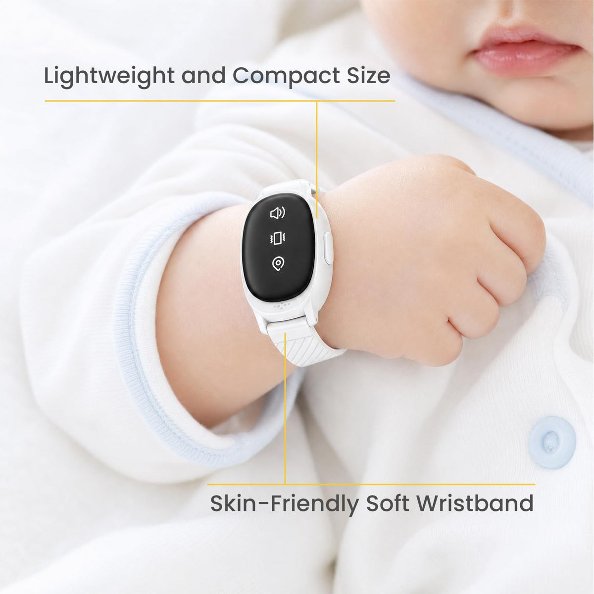 Wireless Bedwetting Alarm for Kids, Watch-Style Bed Wetting Alarm for Boys & Girls, Skin-Friendly Wristband, Vibration & Beep Alerts, High Sensitivity Sensor(White)