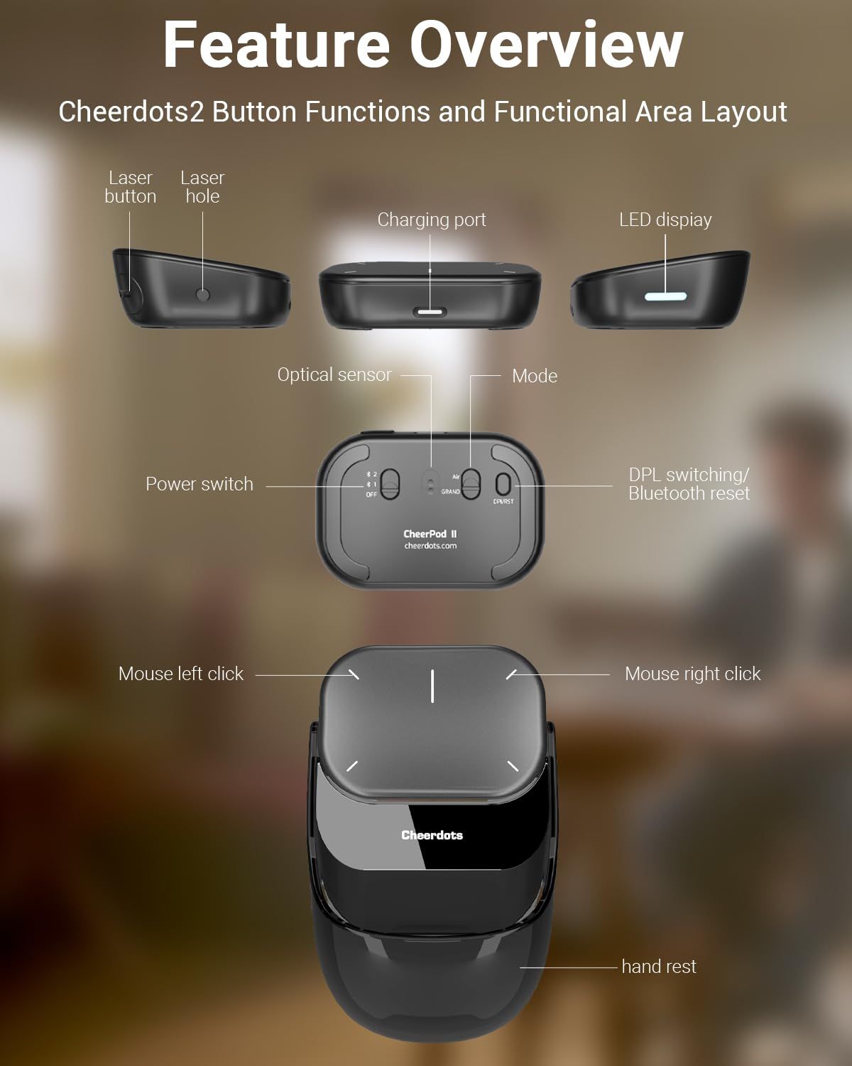 Touchpad Bluetooth Mouse with Presentation Mode, Detachable & Portable Design, Smart Software Control, Wireless Mouse for Meetings, Remote Work & Travel(Silver)