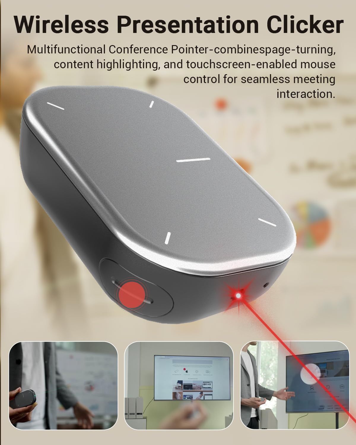 Touchpad Bluetooth Mouse with Presentation Mode, Detachable & Portable Design, Smart Software Control, Wireless Mouse for Meetings, Remote Work & Travel(Silver)