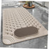 Non-Slip Bath Mat with Foot Scrubber – 70 x 36 cm, Anti-Skid Suction Cups & Drain Holes, Waterproof Shower Floor Pad with Exfoliating Brush(Grey)