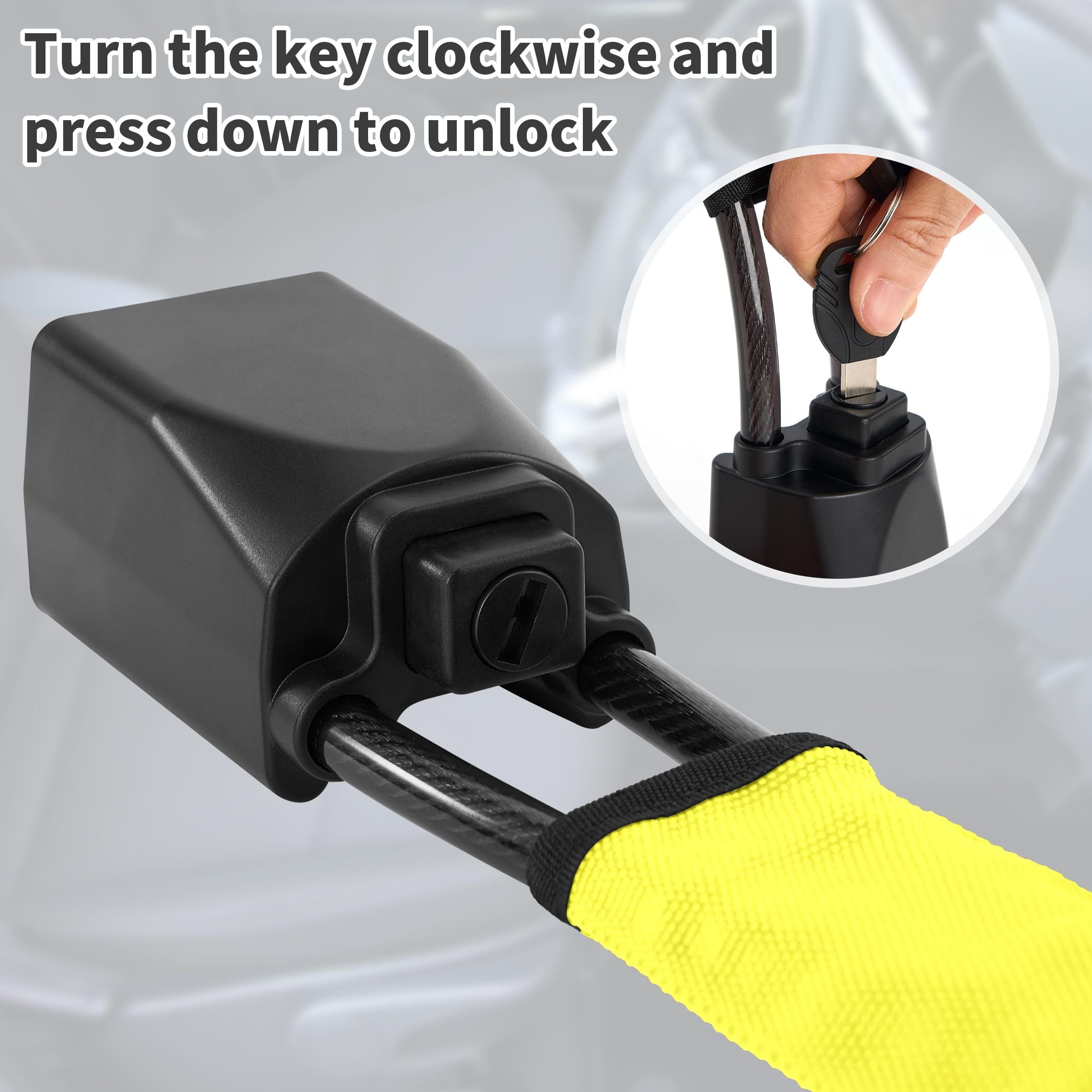 Car Steering Wheel Lock, Seat Belt Lock, Anti-Theft Device, Max 17 Inch Length, Small and Light-Weight, Multi-Functional, Fit Most Vehicle, SUV, Golf Cart Security(Black)