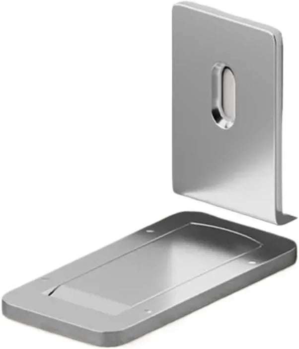 Ultra-Thin Magnetic Door Stopper – Self-Adhesive, Anti-Collision, Windproof, One-Push Locking, Discreet Design for Glass Doors (Steel Gray)