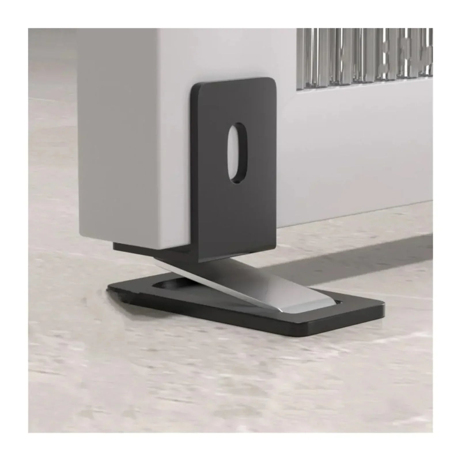 Ultra-Thin Magnetic Door Stopper – Self-Adhesive, Anti-Collision, Windproof, One-Push Locking, Discreet Design for Glass Doors (Steel Gray)