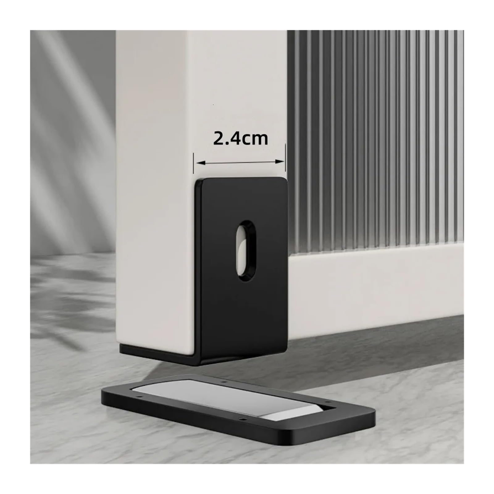 Ultra-Thin Magnetic Door Stopper – Self-Adhesive, Anti-Collision, Windproof, One-Push Locking, Discreet Design for Glass Doors (Steel Gray)