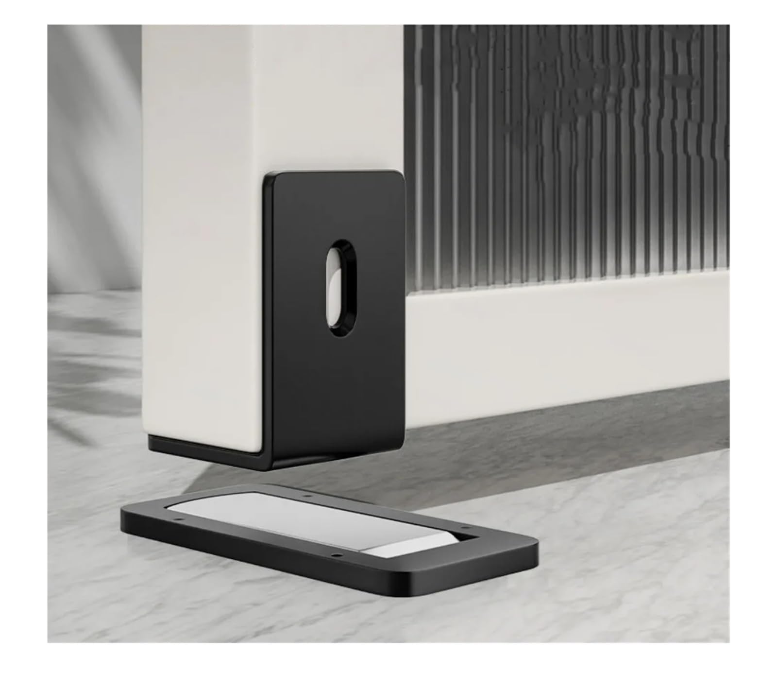 Ultra-Thin Magnetic Door Stopper – Self-Adhesive, Anti-Collision, Windproof, One-Push Locking, Discreet Design for Glass Doors (Black)