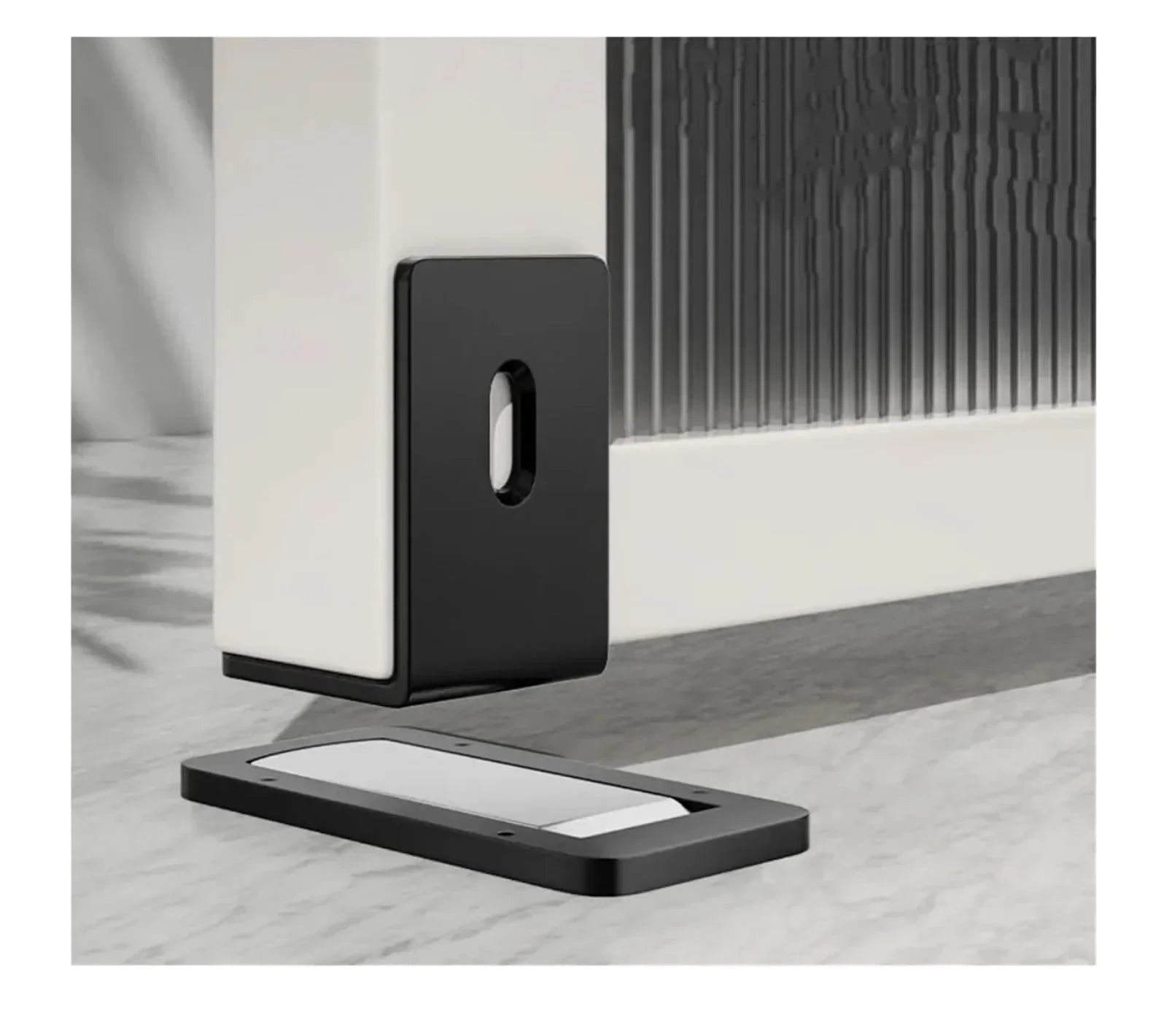 Ultra-Thin Magnetic Door Stopper – Self-Adhesive, Anti-Collision, Windproof, One-Push Locking, Discreet Design for Glass Doors (Black)