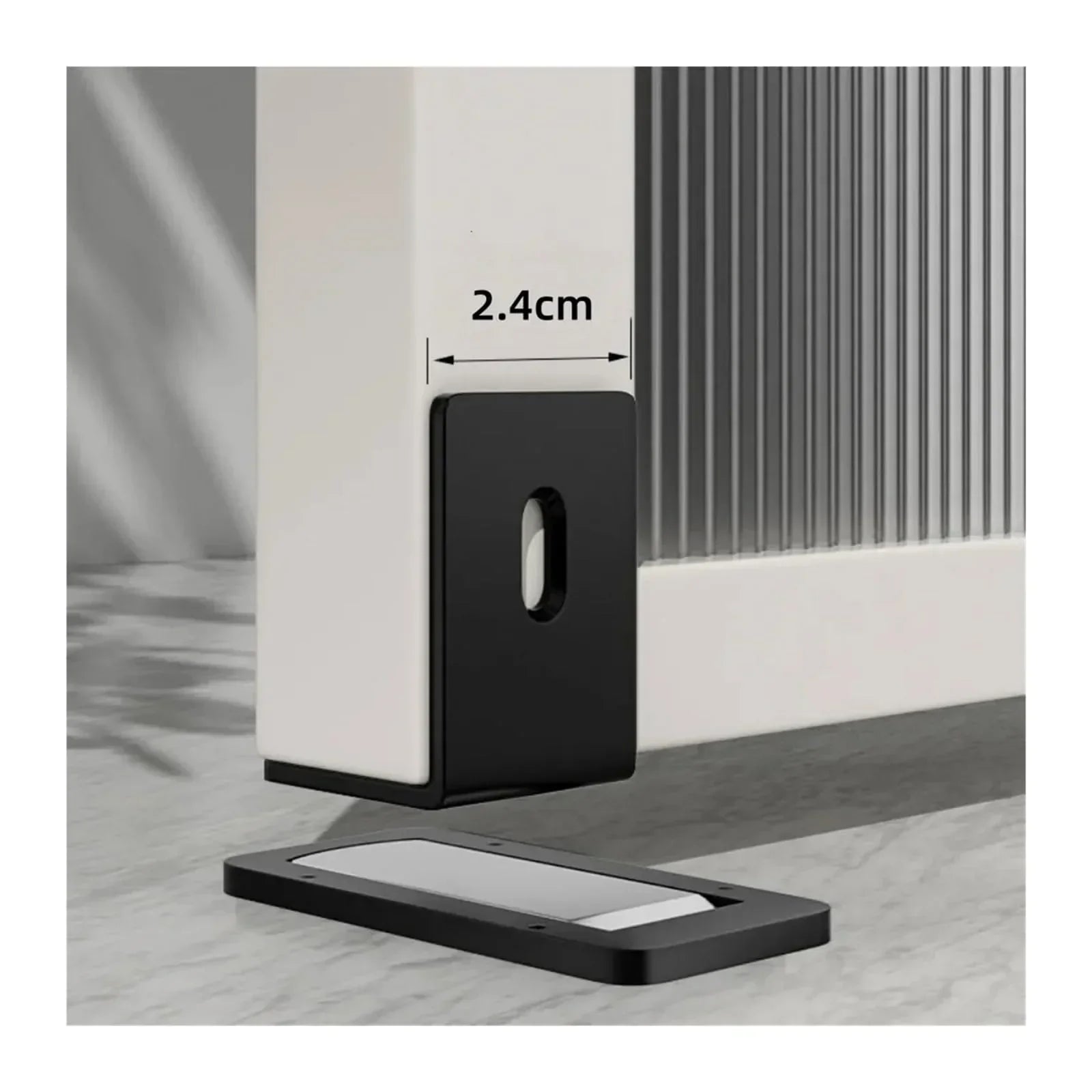 Ultra-Thin Magnetic Door Stopper – Self-Adhesive, Anti-Collision, Windproof, One-Push Locking, Discreet Design for Glass Doors (Black)