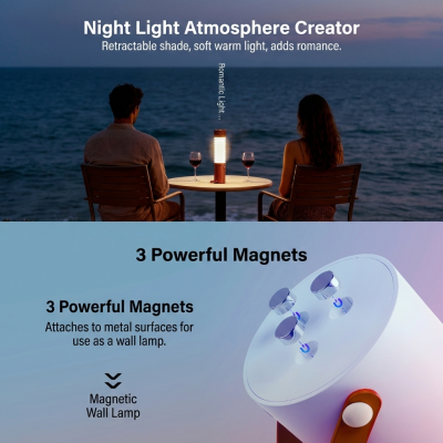 Foldable Outdoor Camping Light with Dual Brightness Modes – Rechargeable Red LED Tent Lamp, IP65 Waterproof, Magnetic Base & Adjustable Neck for Hiking and Emergency Use (Red)