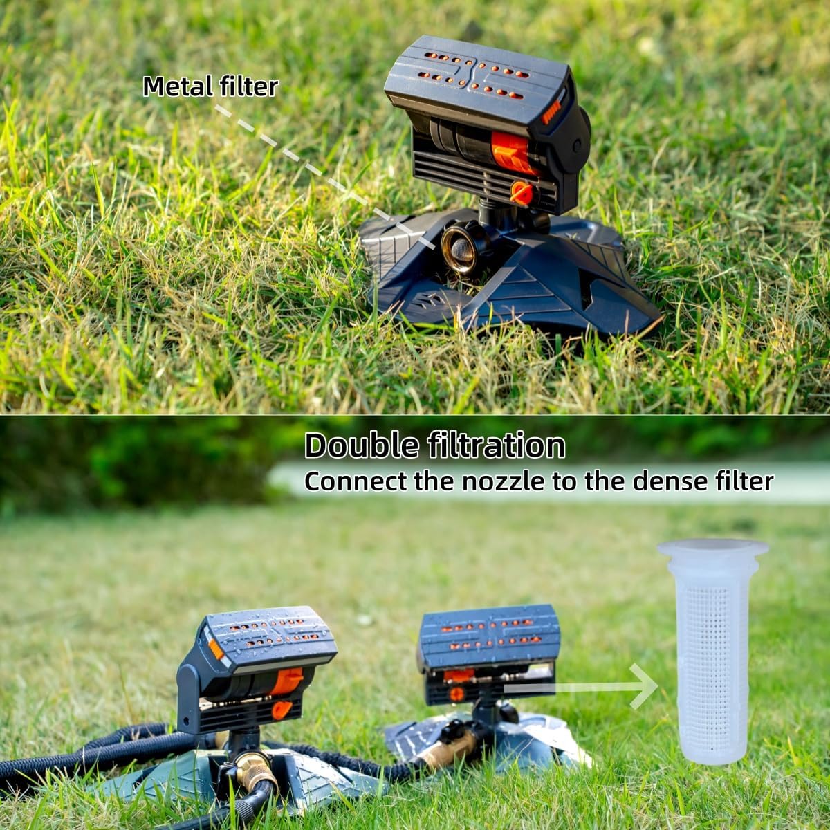 Smart Oscillating Sprinkler with 4 Spray Modes – Automatic Lawn Watering System for Garden, Yard & Patio, Adjustable Coverage, Durable Metal Connector (Black)