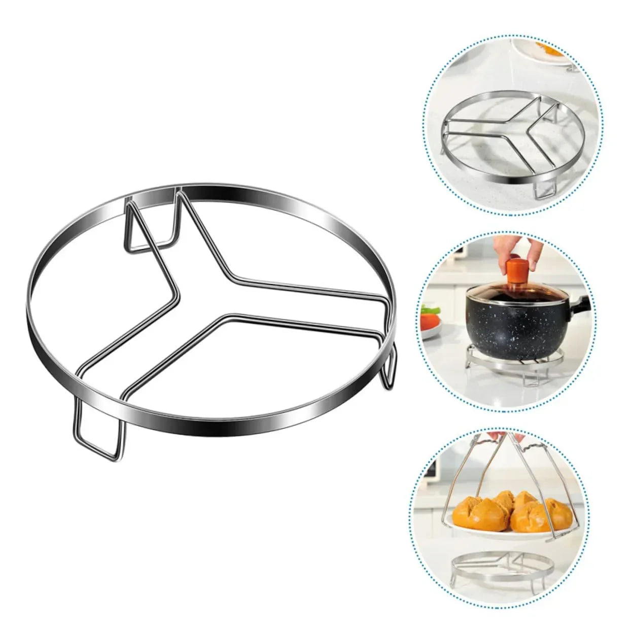 316 Stainless Steel Steam Rack for Cooking – Adjustable Kitchen Pot Stand with Heat-Resistant Design, Multi-Functional Steamer Base for Pots and Dishes (L,18cm)