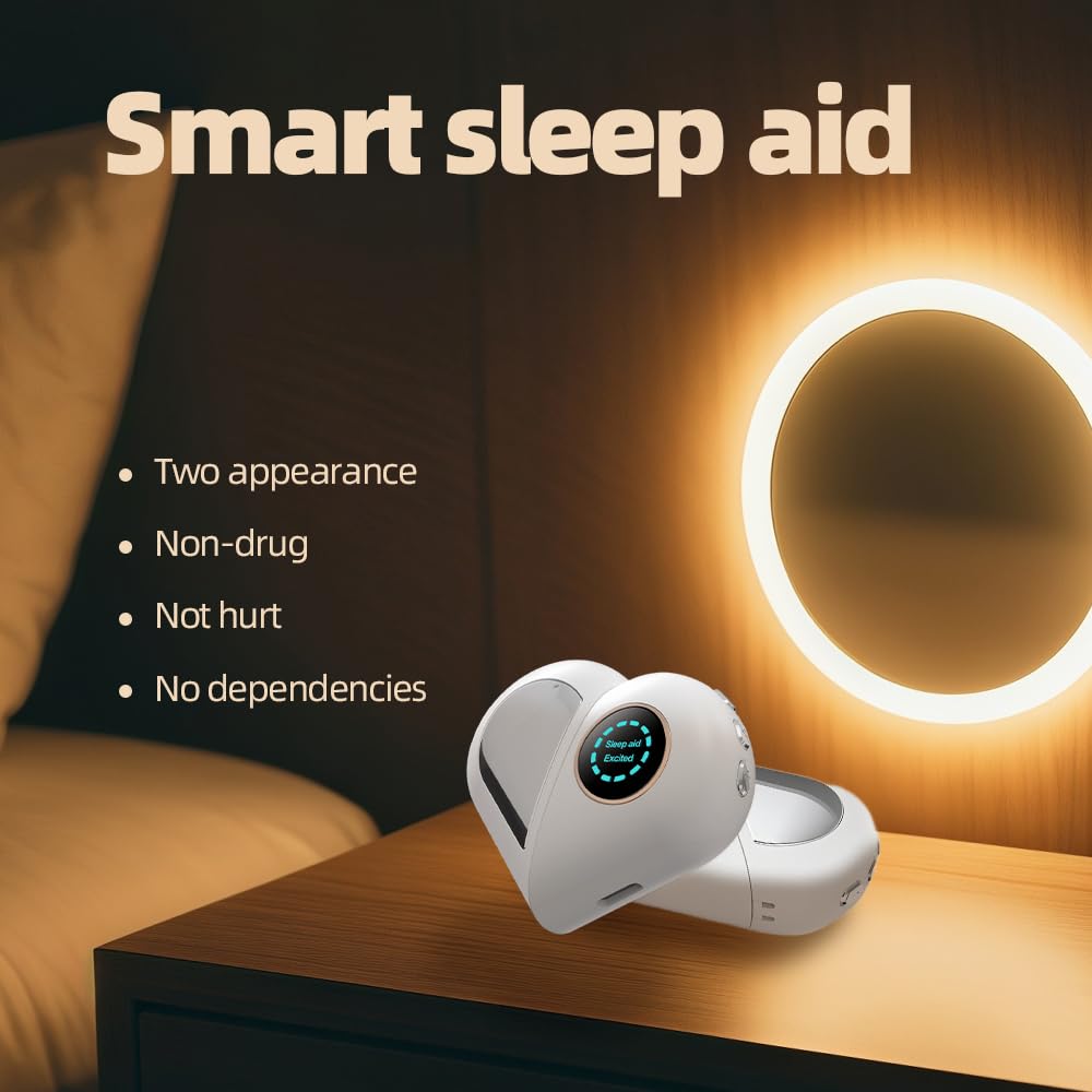 White Handheld Sleep Aid Device: Smart Relaxation Tool with Dual Modes & LED Display – Portable Stress Relief for Adults & Seniors