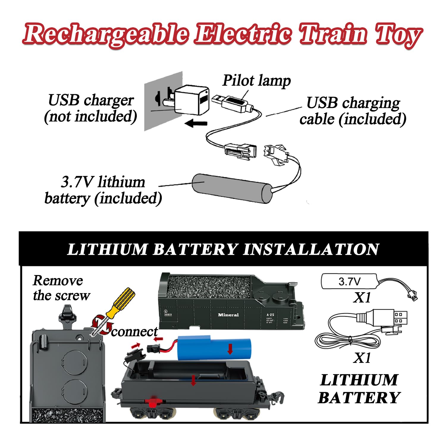 Train Set for Kids, Electric Train Toys with Realistic Light Sounds Smoke, Christmas Train Model Gifts for Toddlers Boys Girls, Steam Locomotive, Luxury Track & 2 Glowing Passenger Carriages (Black)