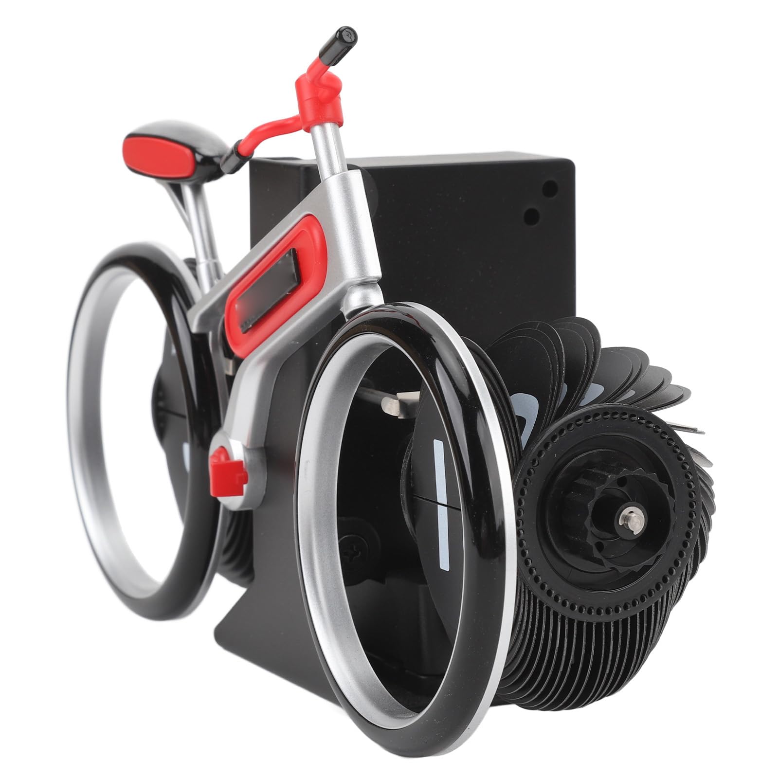 Modern Bicycle Flip Clock – Creative Mechanical Desk Timepiece with Dual Rotating Wheels, Retro Design for Home Office Decor, Compact Size (Red)