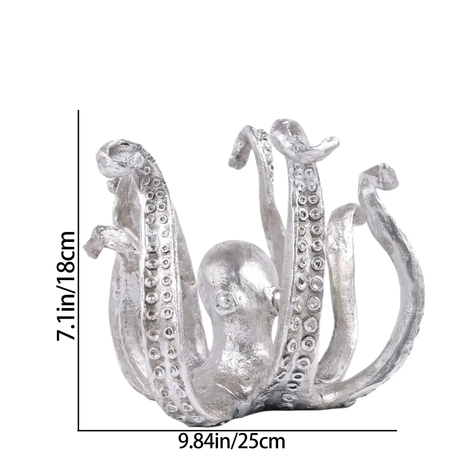 Multi-Functional Octopus Sculpture – Decorative Resin Cup Holder & Jewelry Organizer, Unique Home Accent for Living Room, Office, or Desk (Silver)