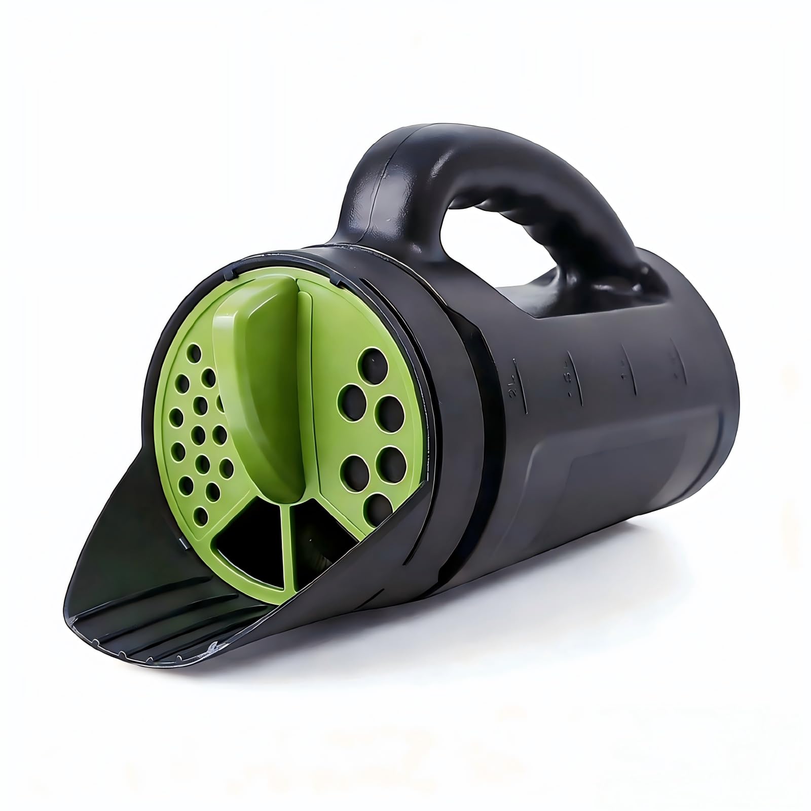 Handheld Garden Seed & Salt Spreader – 80oz Capacity, Adjustable Outlet, Ergonomic Handle for Fertilizer, Grass Seeds, Ice Melt Use (Green)