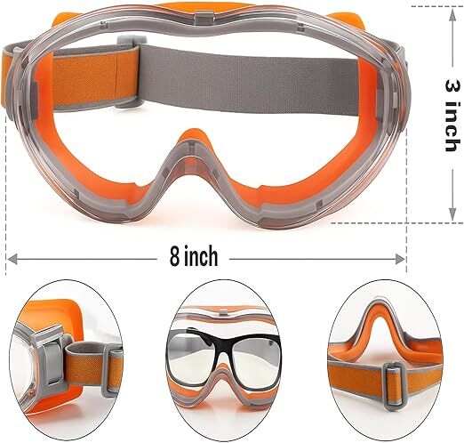 Anti-Fog Safety Goggles, Outdoor Wind & Dust Protection, Clear Vision Lab & Work Goggles for Aussies(black)