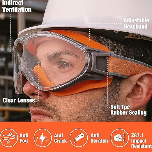 Anti-Fog Safety Goggles, Outdoor Wind & Dust Protection, Clear Vision Lab & Work Goggles for Aussies(grey)