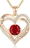 Forever Love Heart Birthstone Necklace: 925 Sterling Silver Personalized Jewelry for Mom, Wife, Friend with 12 Month Stone Options（red diamond,January）