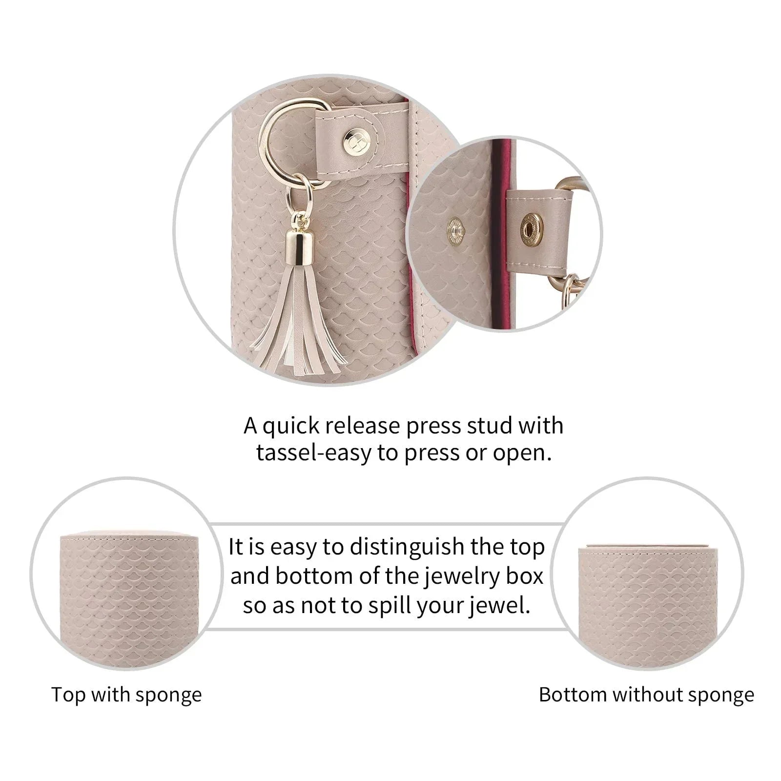 Grey Travel Jewelry Case: 3-Layer PU Cylinder Organizer for Necklaces, Earrings, Gifts for Travelers & Jewelry Lovers