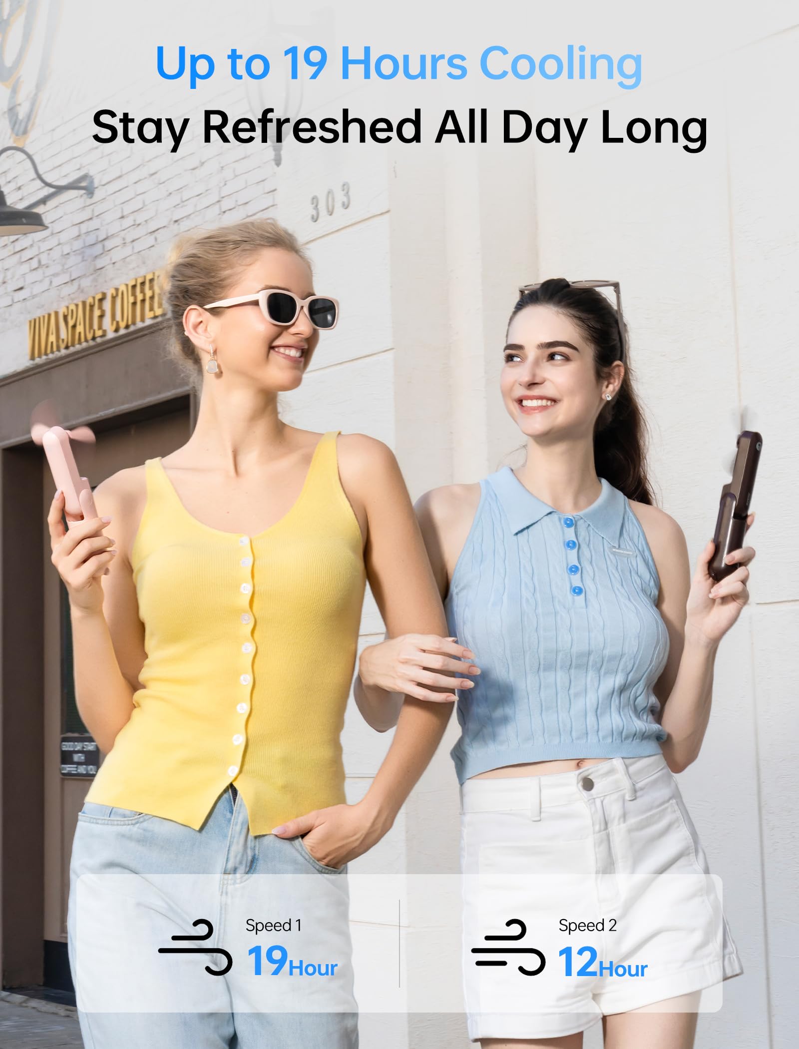 Handheld Mini Fan (Brown), 3-in-1 USB Rechargeable Portable Fan with Power Bank & Flashlight, Pocket Design for Travel & Summer