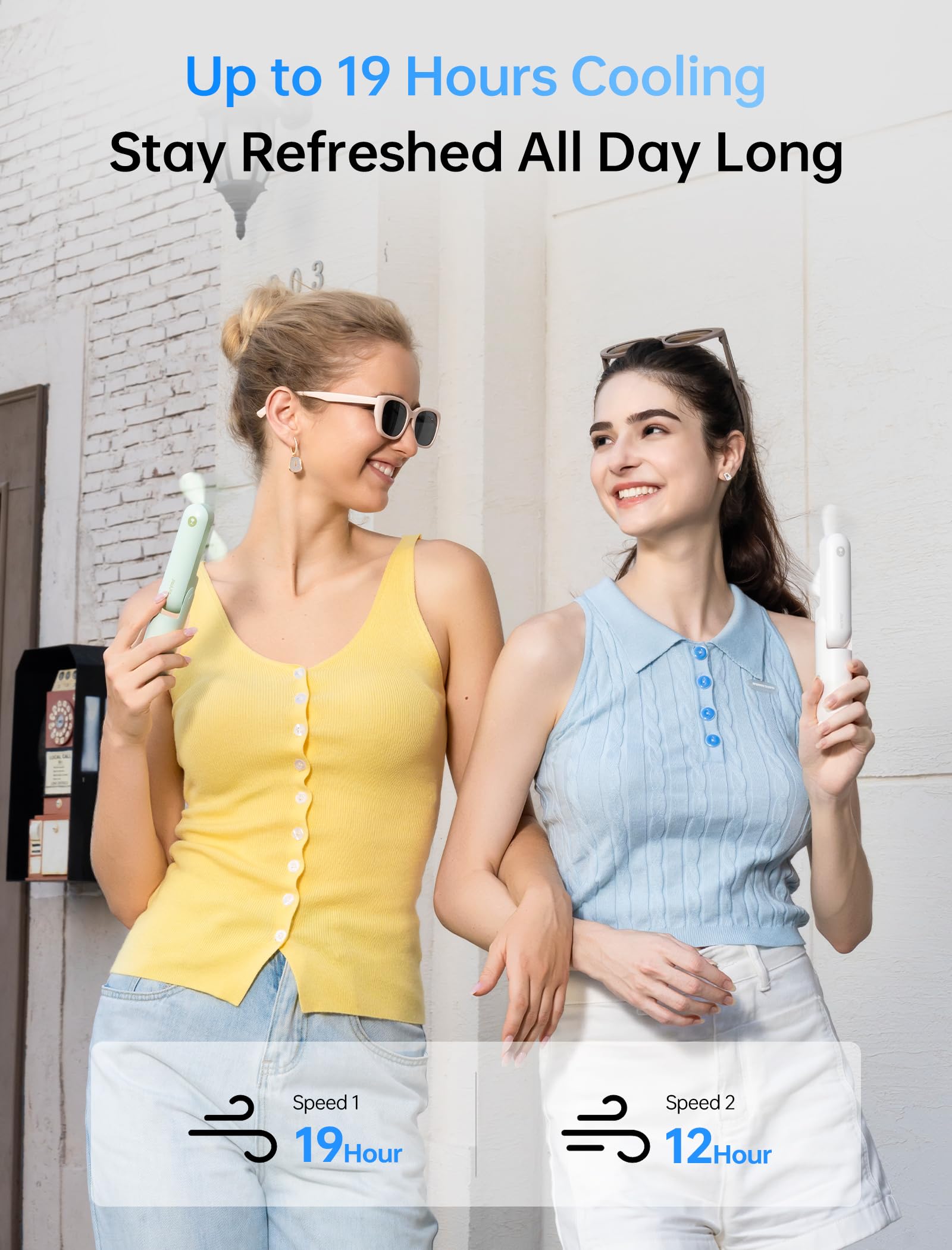 Handheld Mini Fan (White), 3-in-1 USB Rechargeable Portable Fan with Power Bank & Flashlight, Pocket Design for Travel & Summer