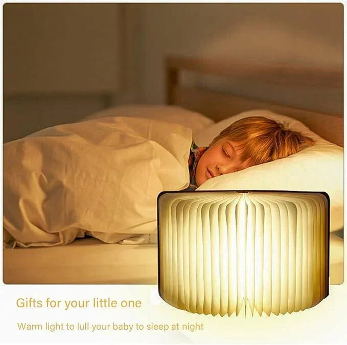 Christmas giftsRechargeable LED Book Night Light: Creative Folding Wooden Lamp with Magnetic Design for Bedrooms & Gifting(Maple Leaf White,M)