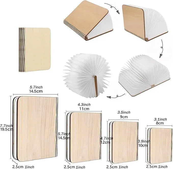 Christmas giftsRechargeable LED Book Night Light: Creative Folding Wooden Lamp with Magnetic Design for Bedrooms & Gifting(Maple Leaf White,M)