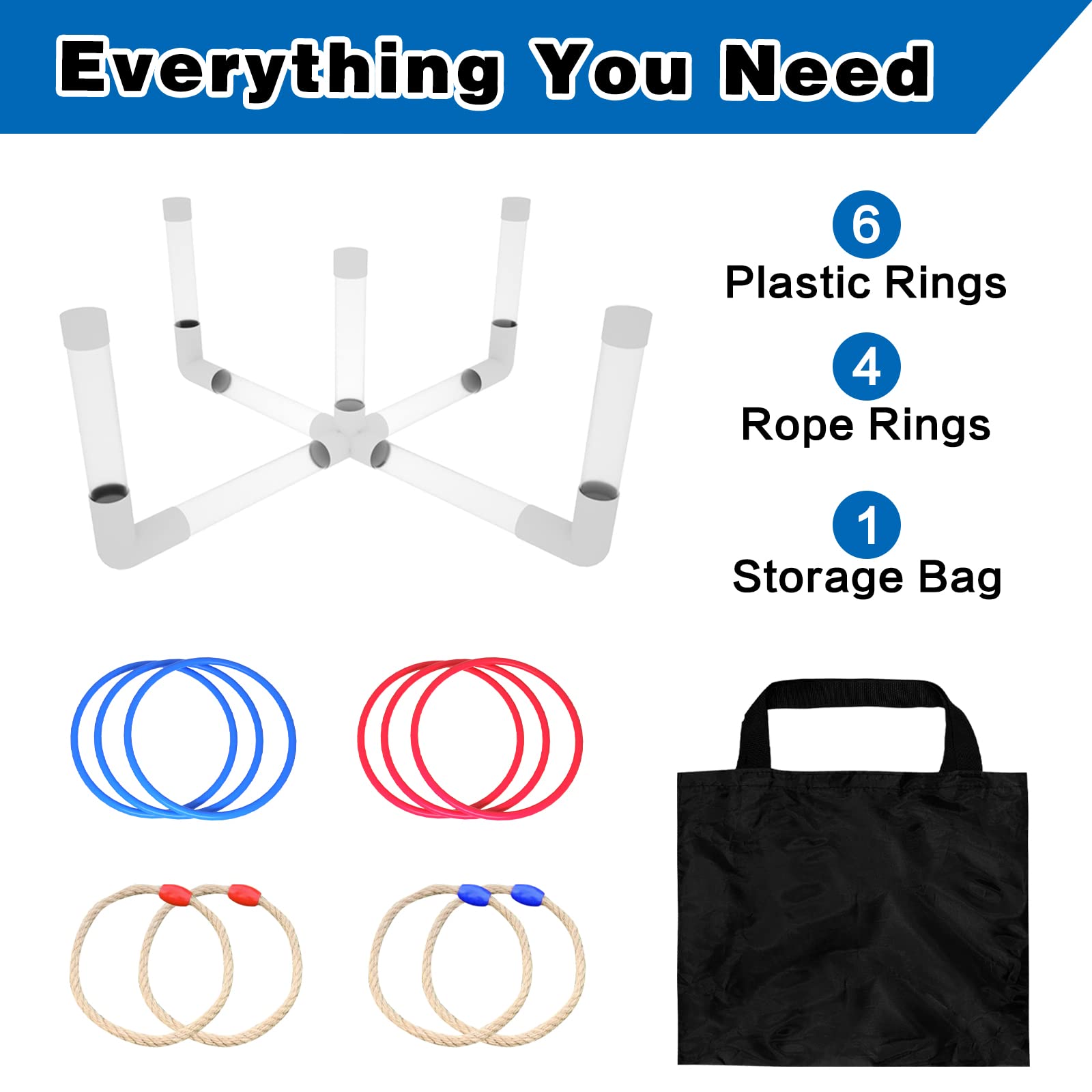 LED Ring Toss Game Set, Outdoor Indoor Yard Game for Adults & Kids with Light-Up Targets, Compact Carry for Parties & Family Fun