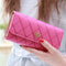 Women's Quilted Leather Wallet, Stylish Long Clutch with Heart Accent, for Cards & Cash Organization（red）