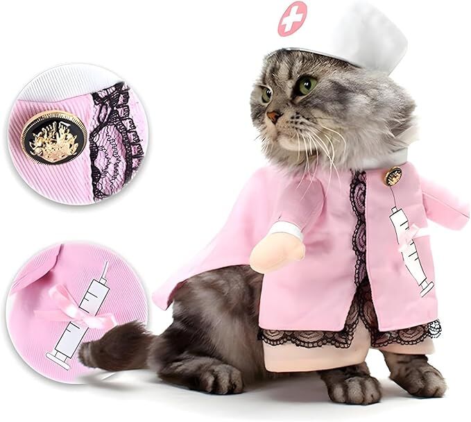 Dog Costume Clothes Halloween Cat Costumes Small Animal Funny Pets Clothing for Doggy Kitty Rabbits Piggy, Nurse