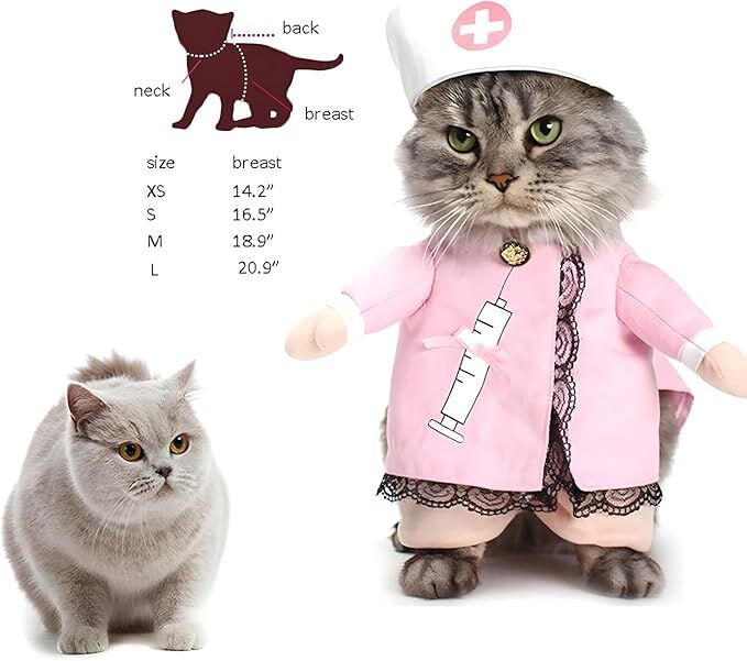 Dog Costume Clothes Halloween Cat Costumes Small Animal Funny Pets Clothing for Doggy Kitty Rabbits Piggy, Nurse