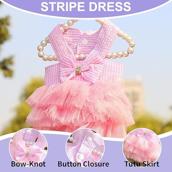 Fall Dog Dresses for Small Dogs Girl 3 Pack Summer Puppy Clothes Outfit Apparel Female Cute Cat Skirt