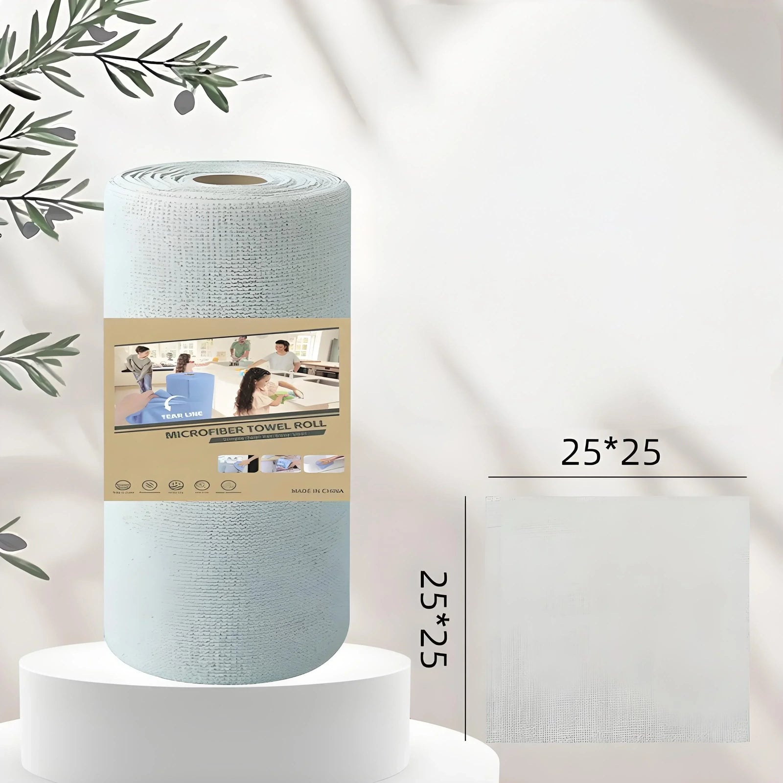 Christmas gift 50-Piece 25x25cm Polycotton Cleaning Cloth Roll, Reusable Dual-Use Dish & Surface Wipes for Home & Kitchen（blue）