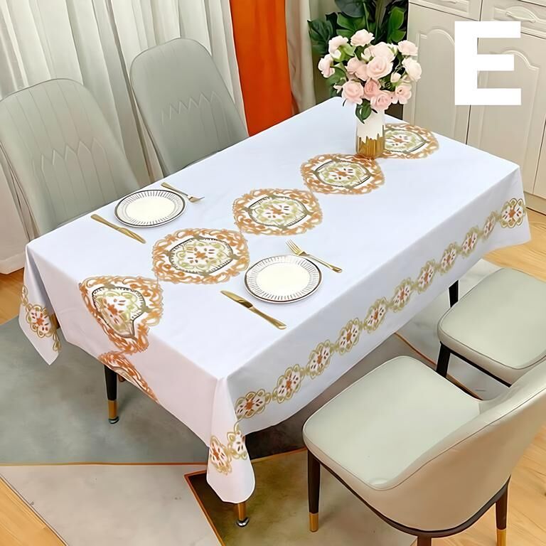 Waterproof Oilproof Washable Heat-Resistant PVC Tablecloth - 5 Patterns & Sizes for Home, Restaurant & Picnic Dining（C,138*138）