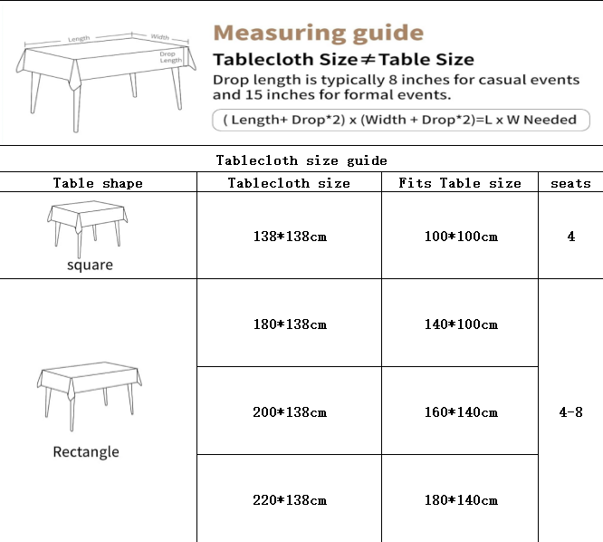 Waterproof Oilproof Washable Heat-Resistant PVC Tablecloth - 5 Patterns & Sizes for Home, Restaurant & Picnic Dining（C,138*138）